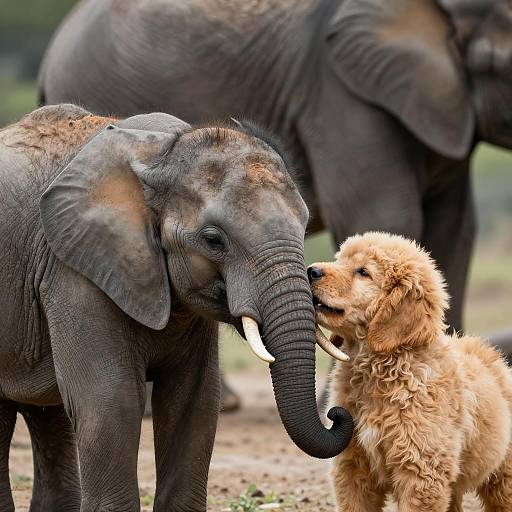 Adorable Baby Elephant and Puppy Embrace