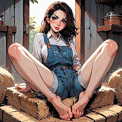 Vibrant Female Farmer in Harsh Lighting