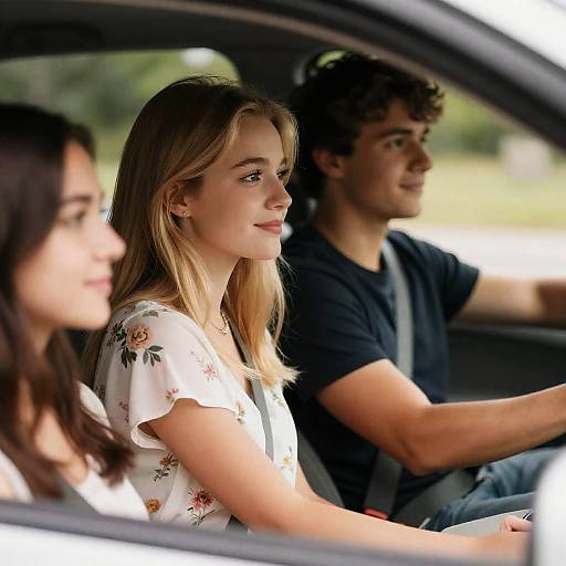 Joyful Drive: Two Young Adults in Car