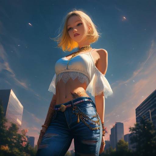 Vibrant Summer Girl in Sunset Cityscape
