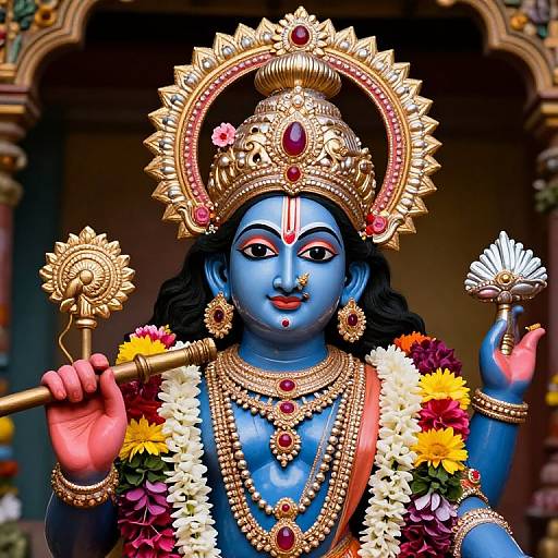 Close-Up of Sree Krishna Statue