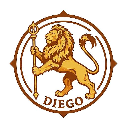 Regal Lion and Scepter Art Logo