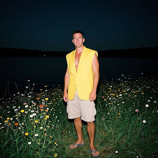 Man in Yellow Blazer by Lakeside