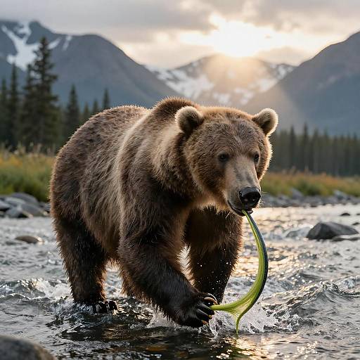 Grizzly Bear Fishing in Salmon River