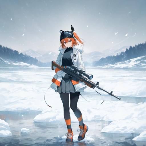 Adachi Rei in Military Gear Outdoors