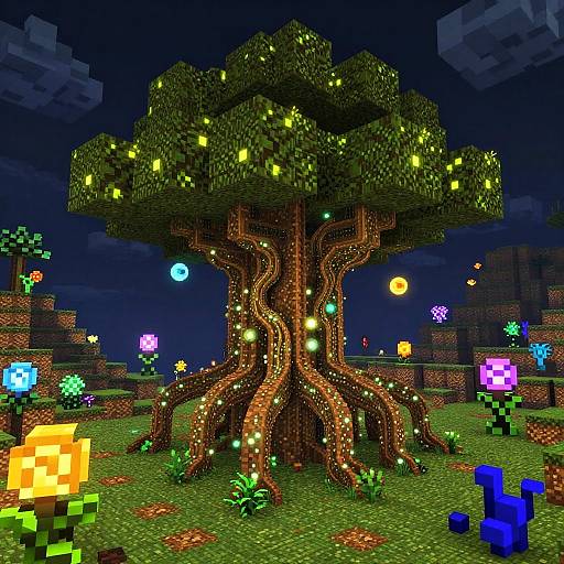 Bioluminescent Fantasy Minecraft Tree