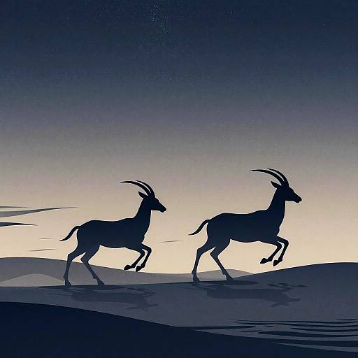 Stylized Prancing Gazelles Silhouettes