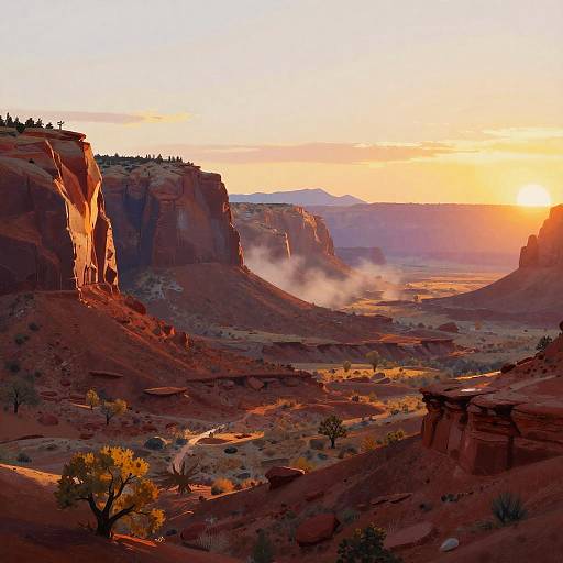 Fiery Sunset Over Desert Mesas