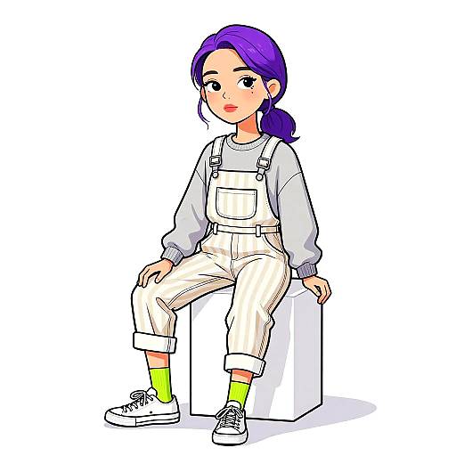 Casual Chic Woman in Striped Overalls