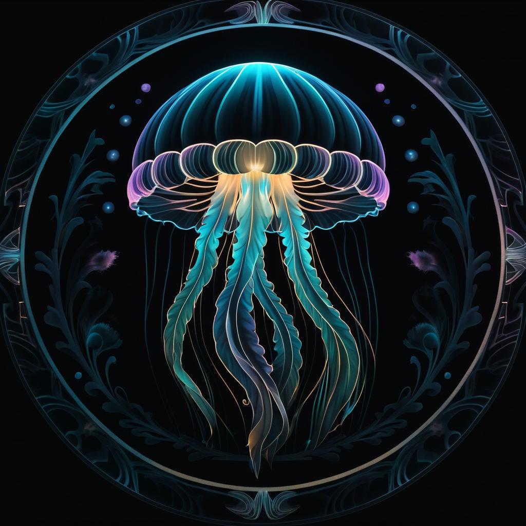 Luminous Jellyfish on Dark Background