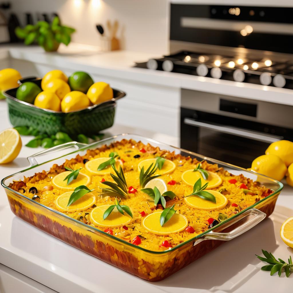 Traditional Spanish Paella in Kitchen Setting