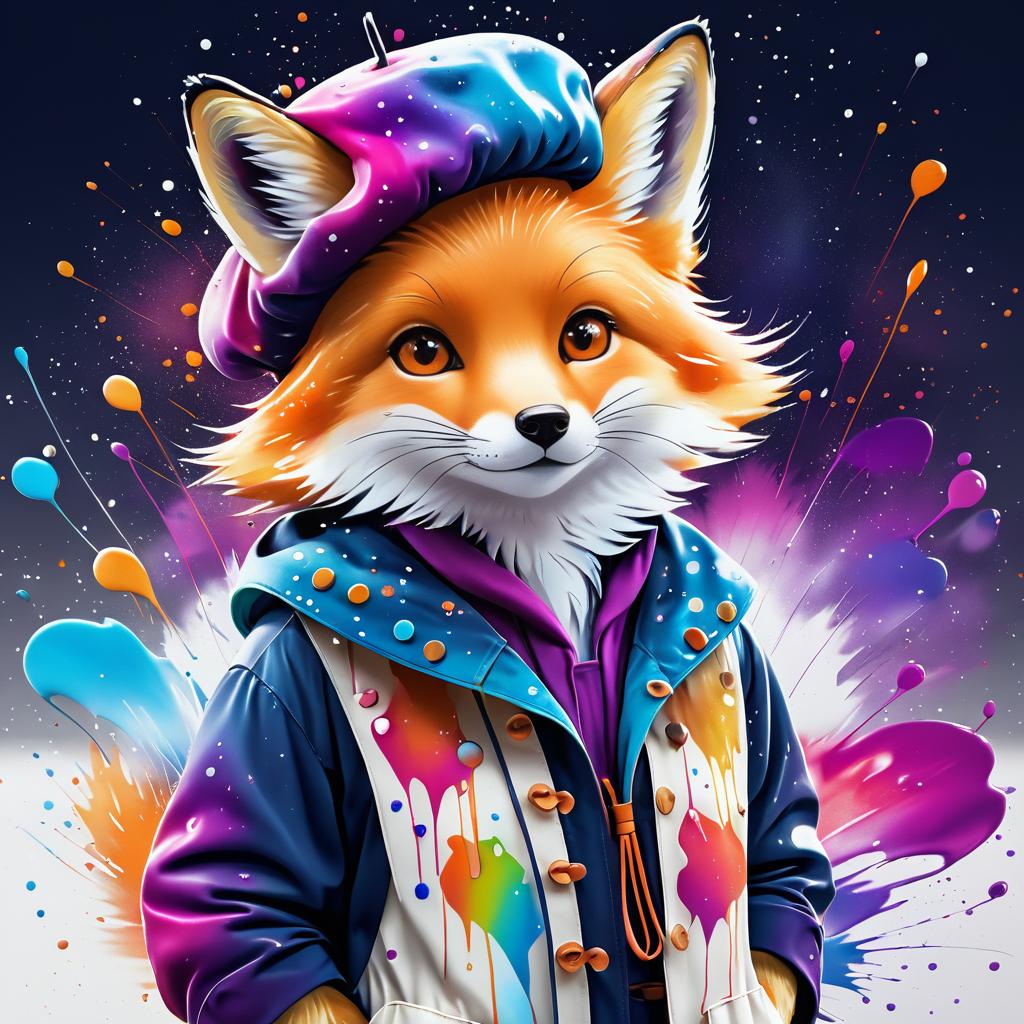 Charming Fox Artist in Whimsical Scene