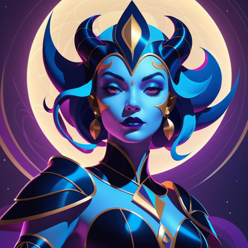 Elegant Retro Portrait of Moon Jester