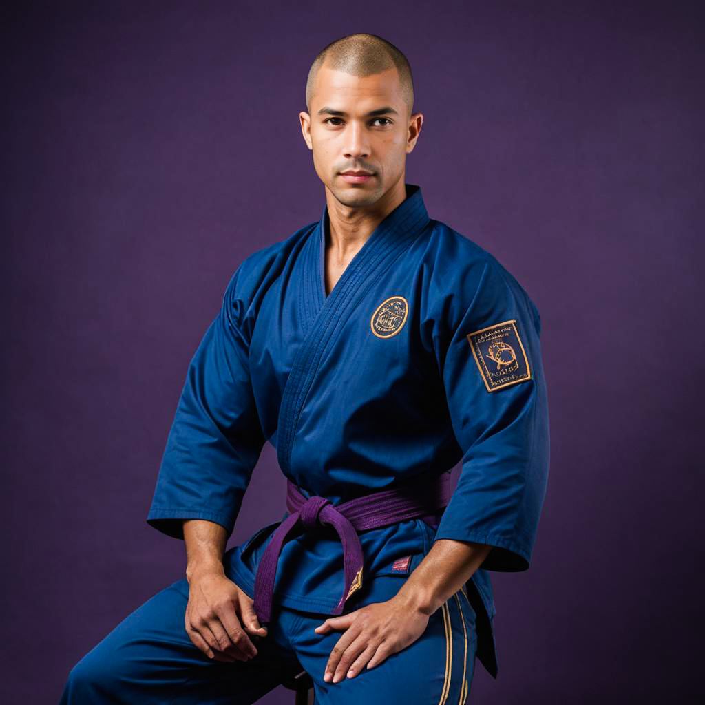 Dynamic Karate Coach Portrait in Studio