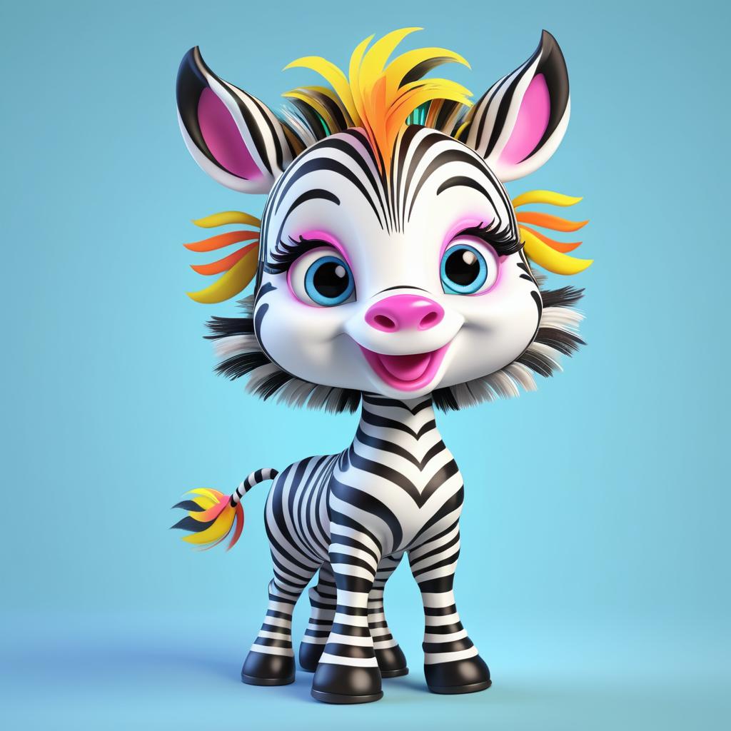 Adorable Cartoon Flapper Baby Zebra