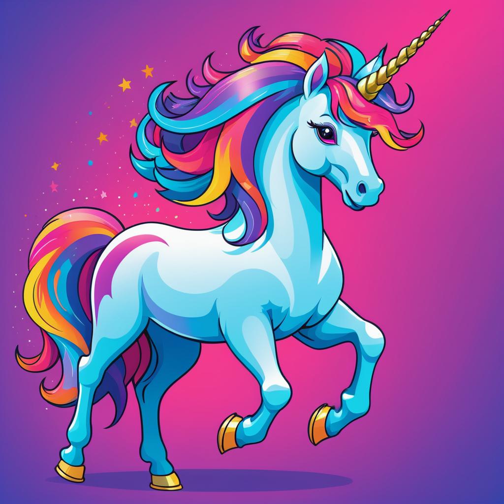 Vibrant Cartoon Unicorn Illustration