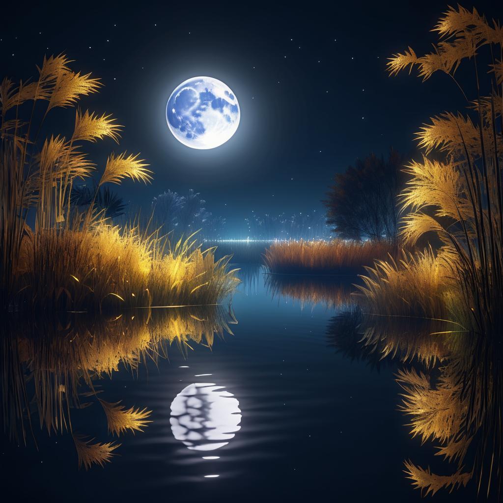 Serene Moonlit Riverside in Autumn