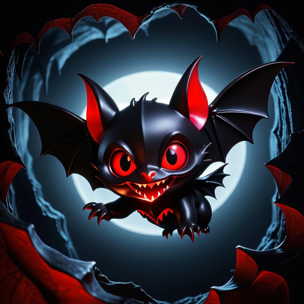 Playful Vampire Bat in Dark Cave