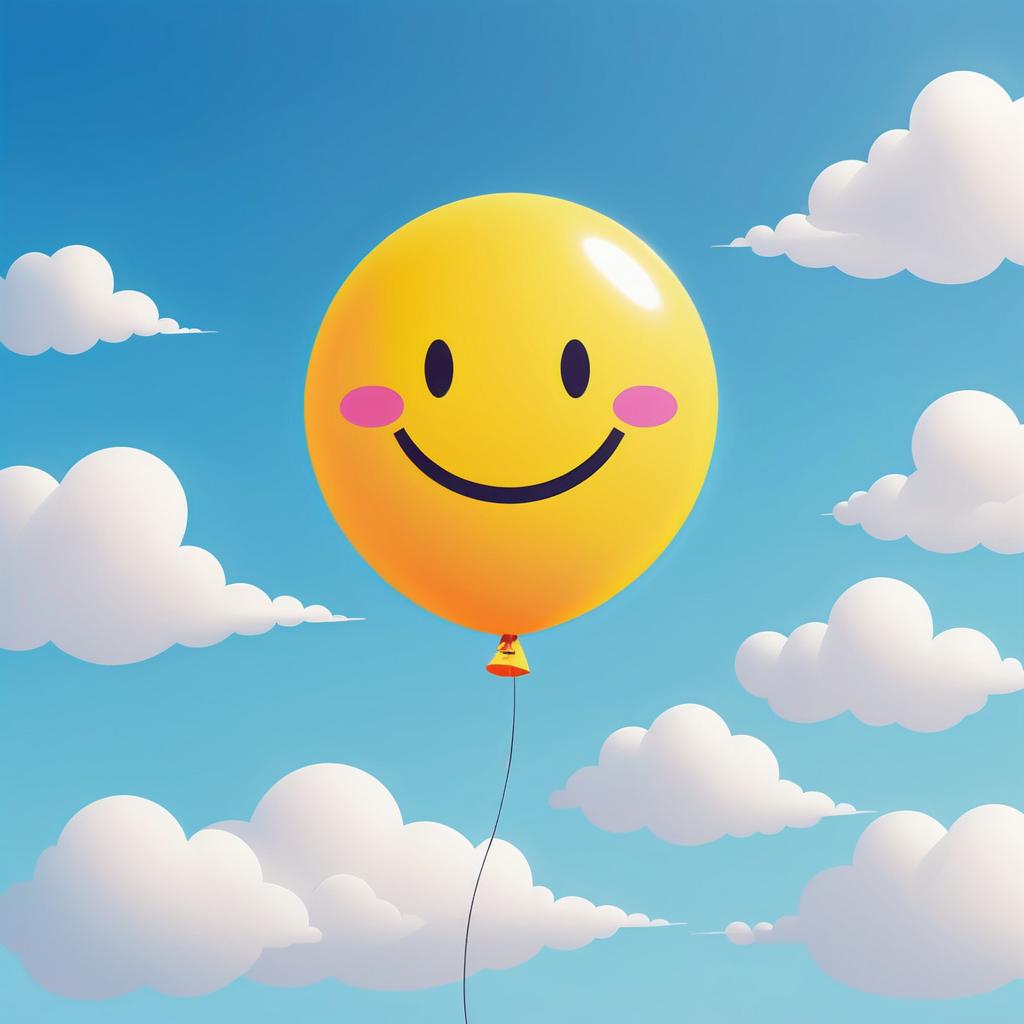 Playful Smiley Balloon in Sunny Sky