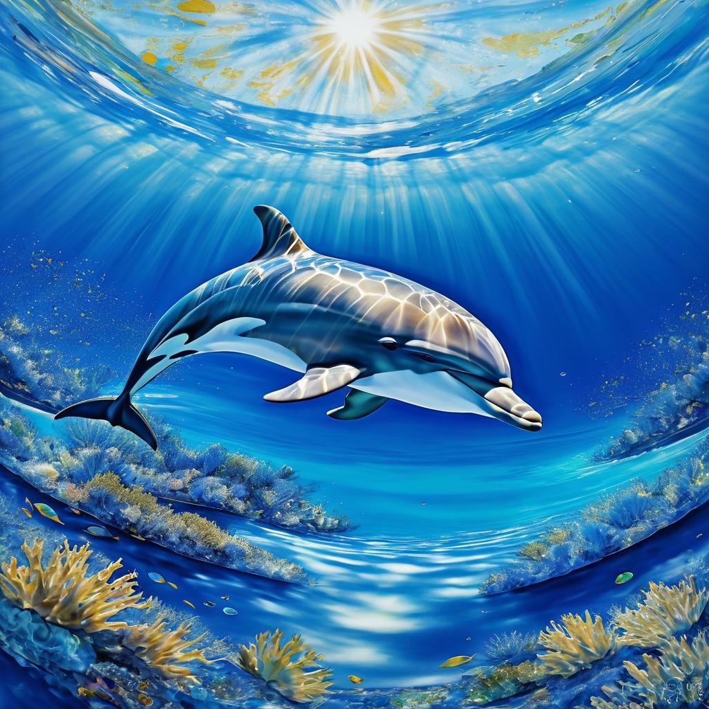 Award-Winning Dolphin Painting in Damascus Style