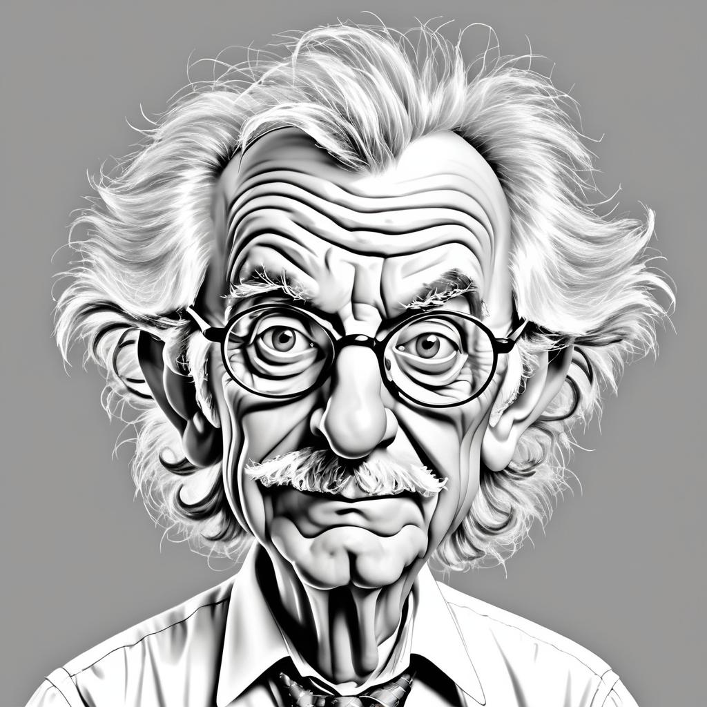 Hilarious Caricature of a Wild-Eyed Professor