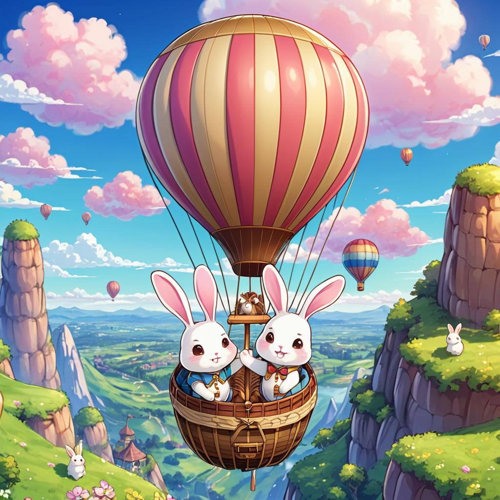 Adorable Bunnies in a Hot Air Balloon