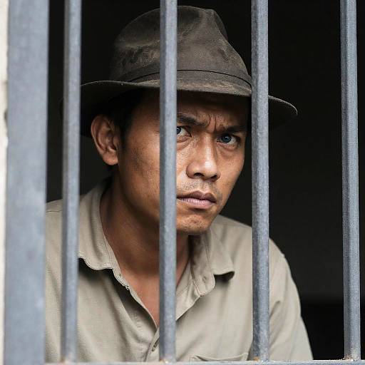 Man Behind Metal Bars