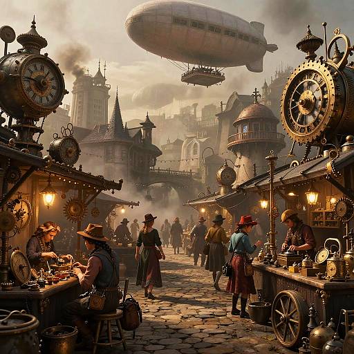 Steampunk Marketplace with Inventors