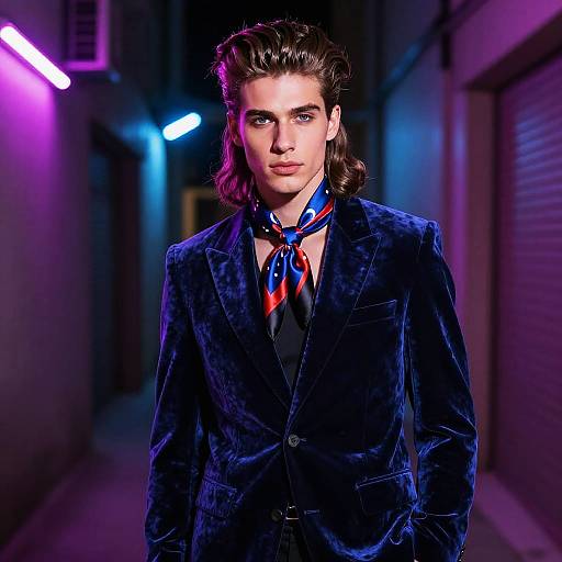 Neon Pompadour Velvet Blazer Editorial