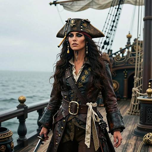 Legendary Pirate Queen on Ship Deck