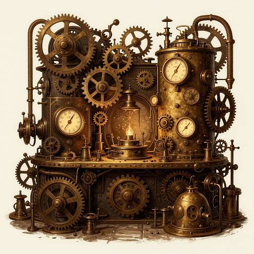Intricate Steampunk Workshop Scene