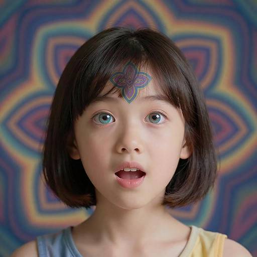 Kaleidoscopic Portrait of Joyful Girl