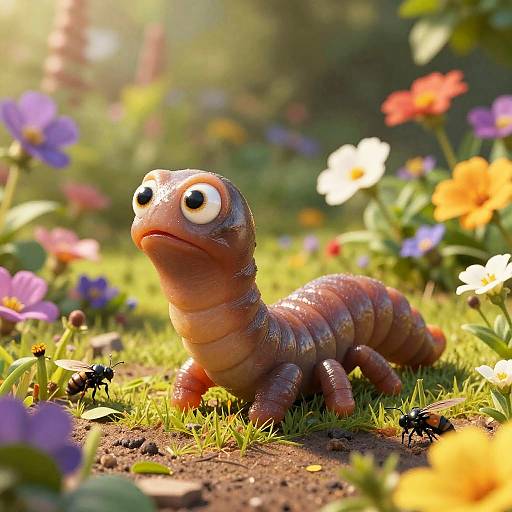 Photorealistic Earthworm Jim in Garden