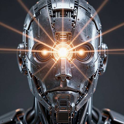 Futuristic Robotic Reactor Face