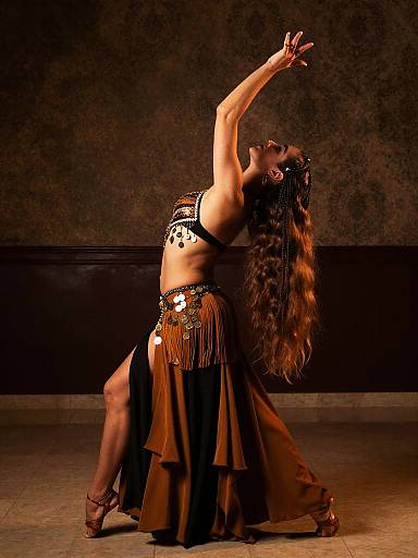 Amber Fringe Belly Dance Side Profile