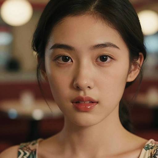 Retro Diner Portrait of Japanese Woman