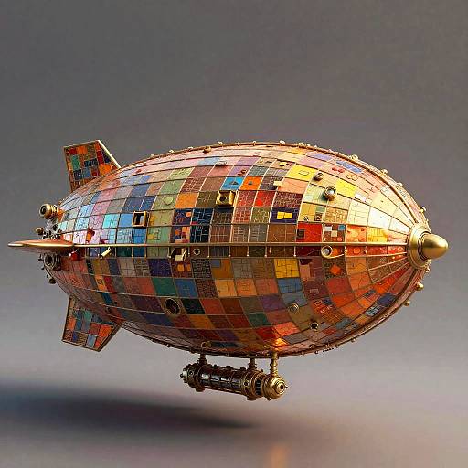 Whimsical Steampunk Airship Mosaic