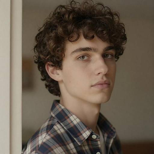 Young Man in Plaid Shirt Portrait