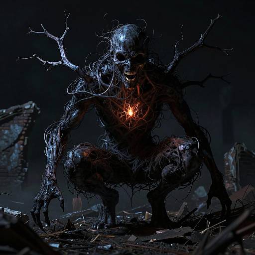 Eyeless Shadow Entity in Ruins