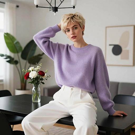 Cinematic Portrait of Chic Woman Indoors