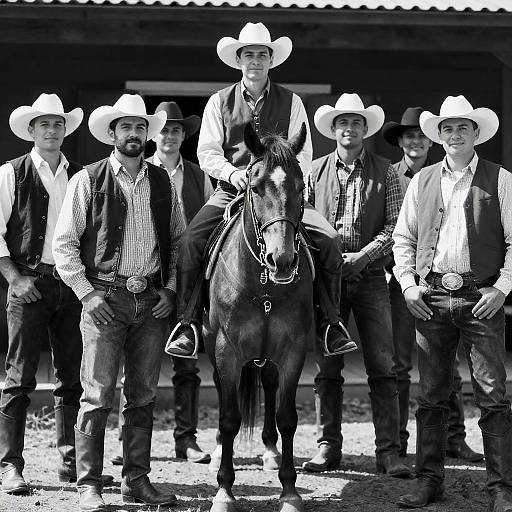 Western Cowboy Gathering in Black and White