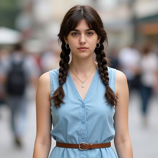 Young Woman in Braided Pigtails