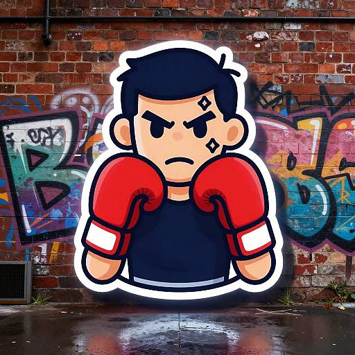 Neon Boxer Mascot Caricature