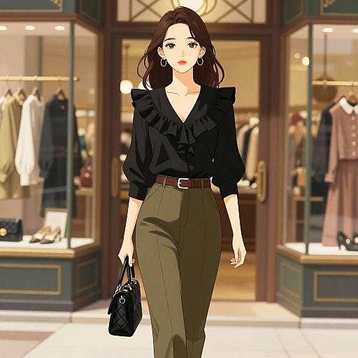 Chic Woman in Art Deco Boutique