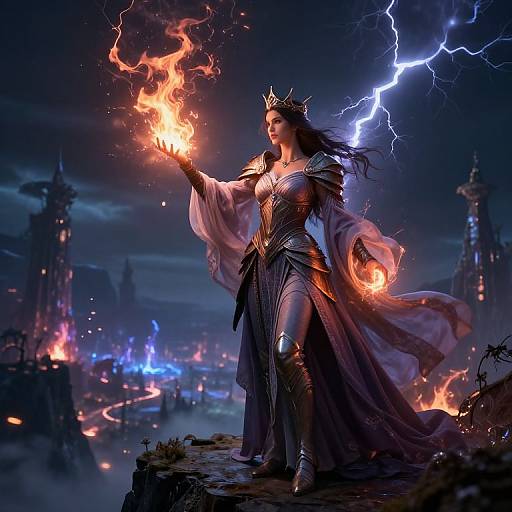 Mysterious Female Wizard Summoning Magic