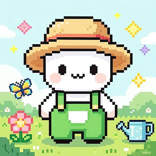 Pixel Art Tiny Gardener Bust