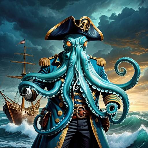 Heroic Sea Captain Octopus in Pirate Attire Heroic Sea Captain Octopus in Pirate Attire