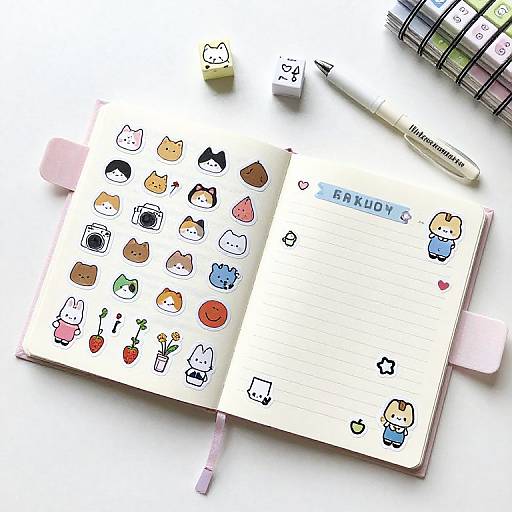 Kawaii Cartoon Sticker Album Pack