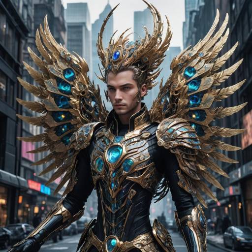 Futuristic Biomechanical Peacock Prince Fashion Shoot