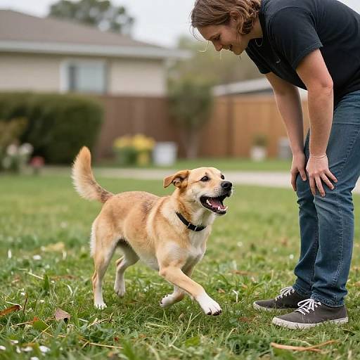 Joyful Dog Reunion in Backyard